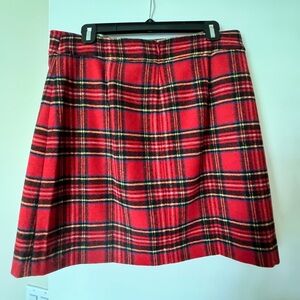 JCrew Red Plaid Skirt Size 10